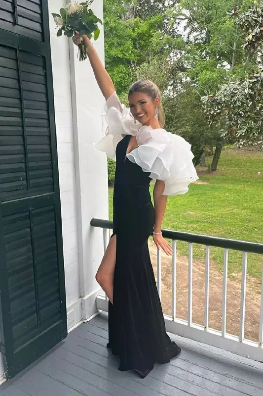 Affordable Trendy Fashion Roycebridal Paris |Mermaid V Neck Velvet Prom Dress with Slit Lighten Up with Nordic Styles