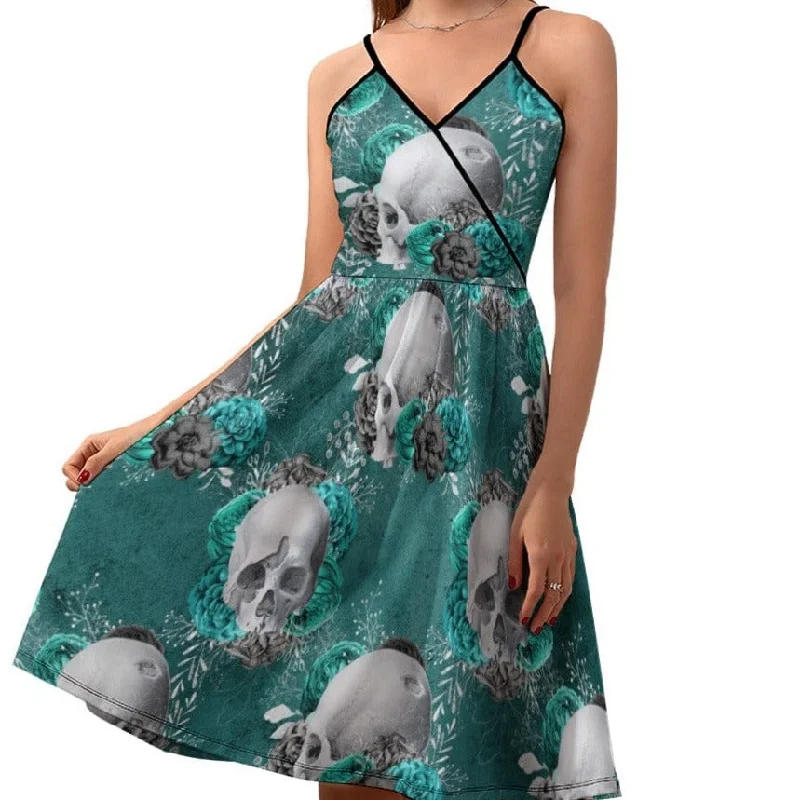 Top Brand Discounts Women's Turquoise Elegant Suspender Dress Elegant Contour