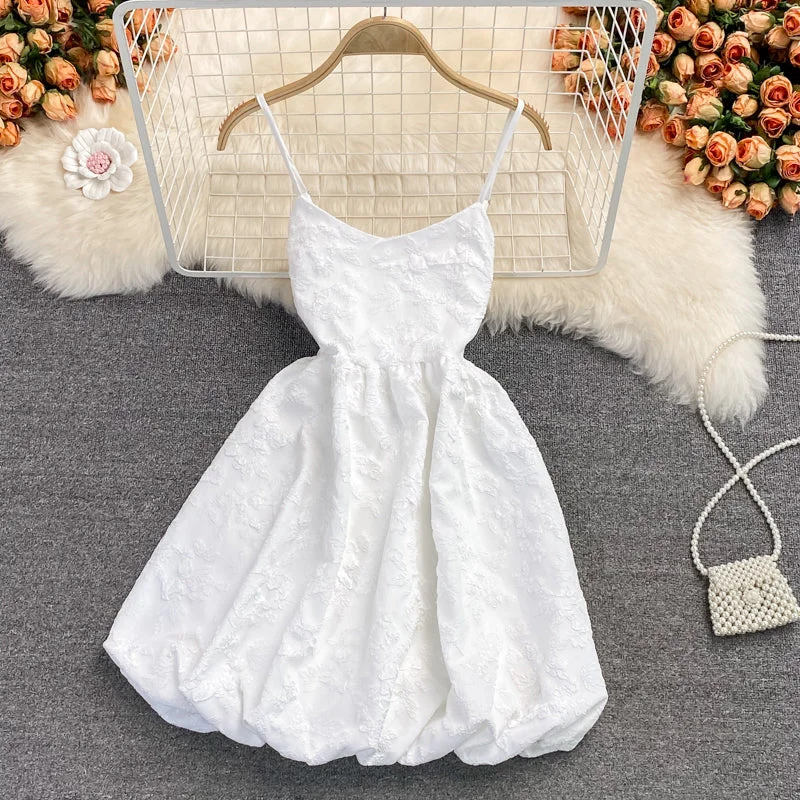 Contemporary Casual Deals Sweet fluffy Jacquard Dress high waist Princess suspender skirt  2789 Summer Splash Sale