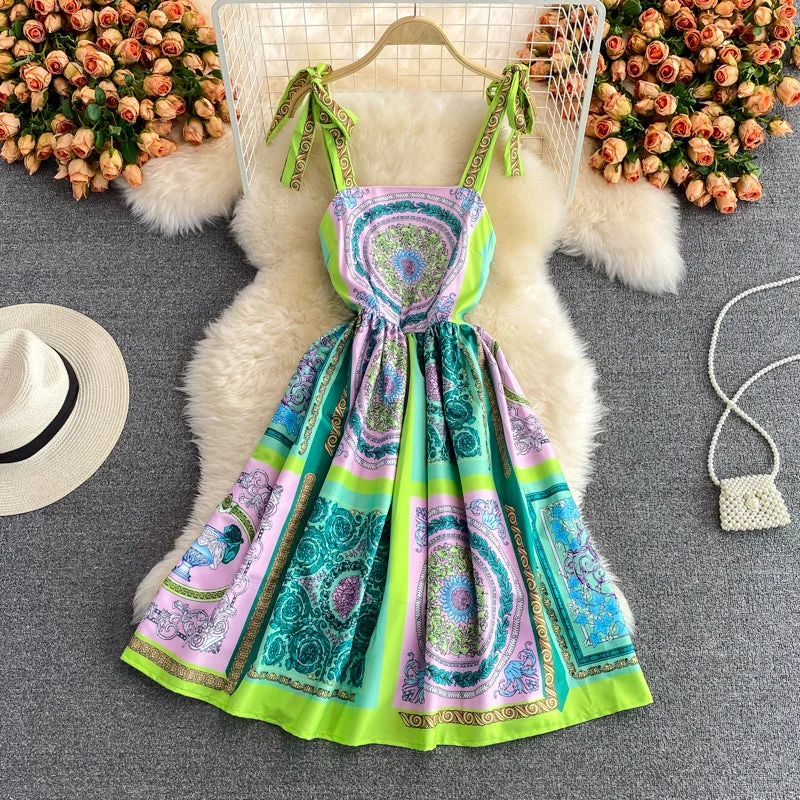 Relaxed Style Printed strapless dress medium length high waist slim suspender skirt  3222 Luxury Comfort