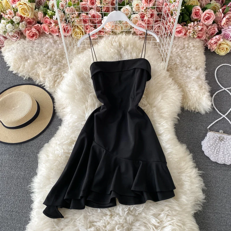 Chic & Modern Sales Slim irregular Ruffle suspender dress  2839 End - of - Month Blowout