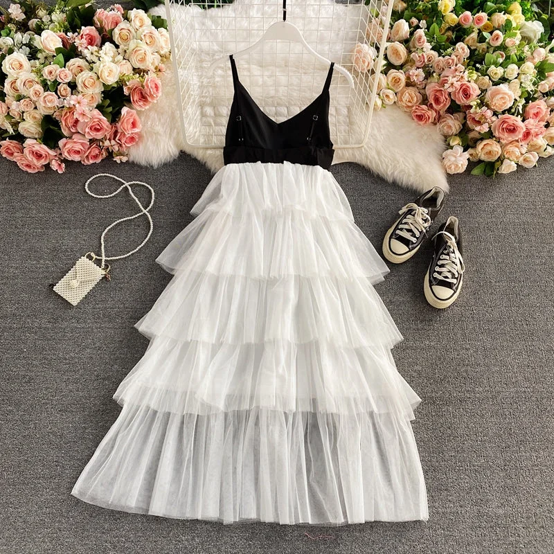 Feminine Style Promotions Cake puffy skirt super fairy V-neck suspender dress  2884 Great Deals on Ethnic Cultural Wear