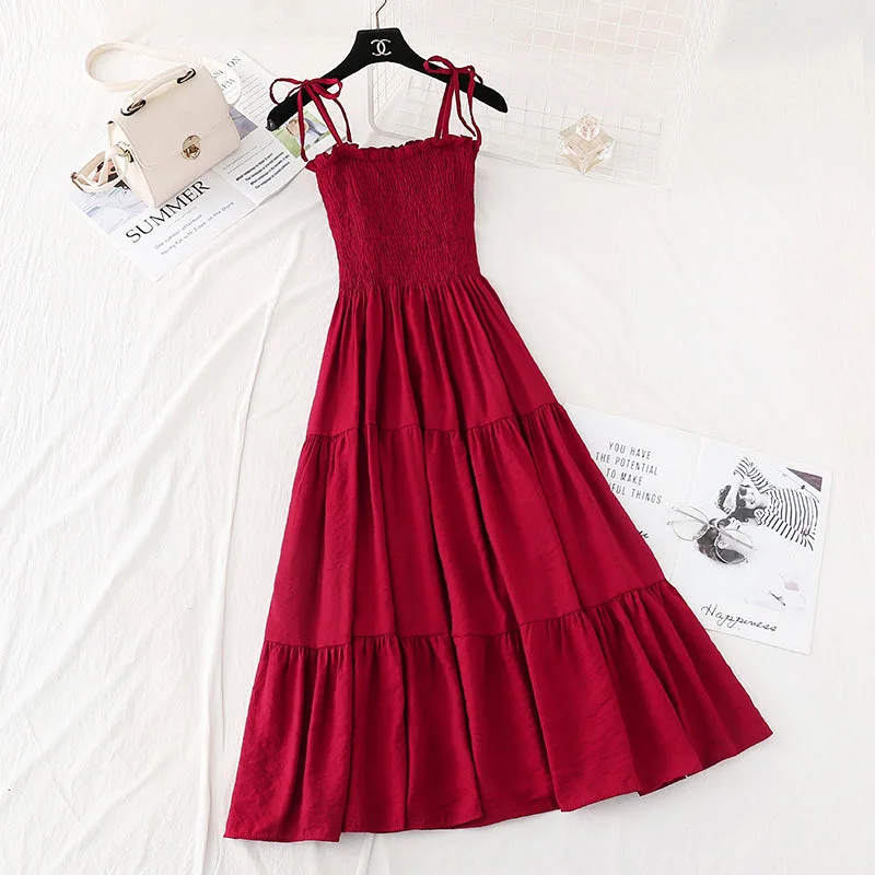 Style Breakthroughs Cotton linen suspender dress Vintage long skirt  4142 Romantic Date - Night Ensemble