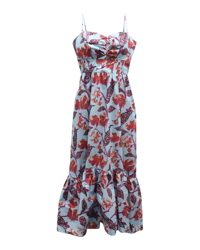 Fashionable Comfort Promotions ALC Emilia Floral Maxi Dress in Blue Cotton Score Big on Glamorous Red - Carpet Styles