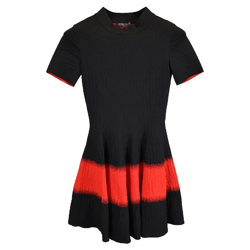 Affordable Trendy Fashion Alexander McQueen Mock Neck Mini Dress in Black Viscose Feminine Charm