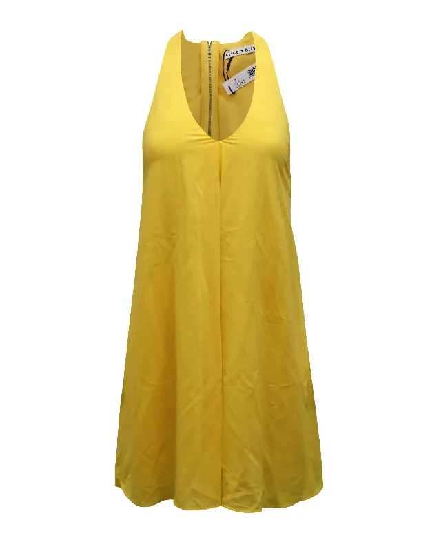 Massive Selection Sale Alice + Olivia Halterneck Mini Dress in Yellow Silk Flash Deals