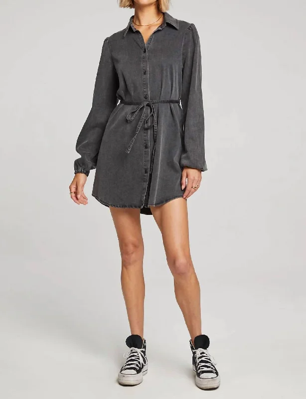 Exclusive Discounts Anita Mini Dress In Washed Black Feminine Charm