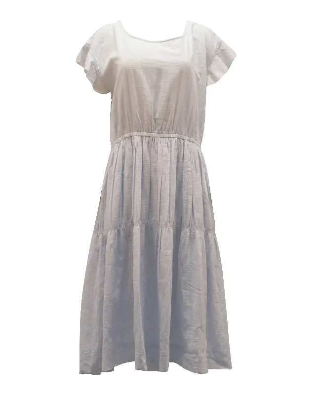 Fashion Forward Femininity Apiece Apart Puntarena Midi Dress in Light Blue Cotton Cottagecore Rustic Charm Style