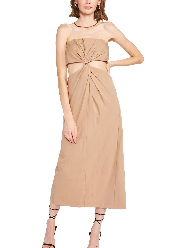 Feminine Luxe Style Sale Beverly Womens Strapless Cut-Out Midi Dress Charming Silhouette