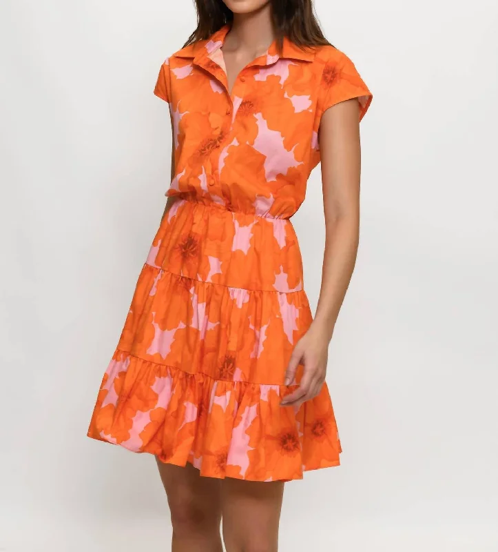 Shop The Hottest Deals Bishop Mini Dress In Orange Romantic Floral Sophisticated Cut