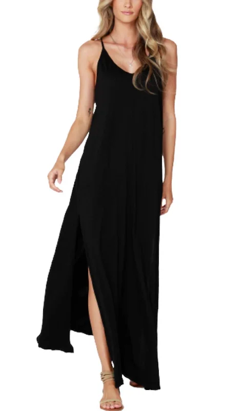 Boutique Styles Cami Maxi Dress In Black Mother's Day Special