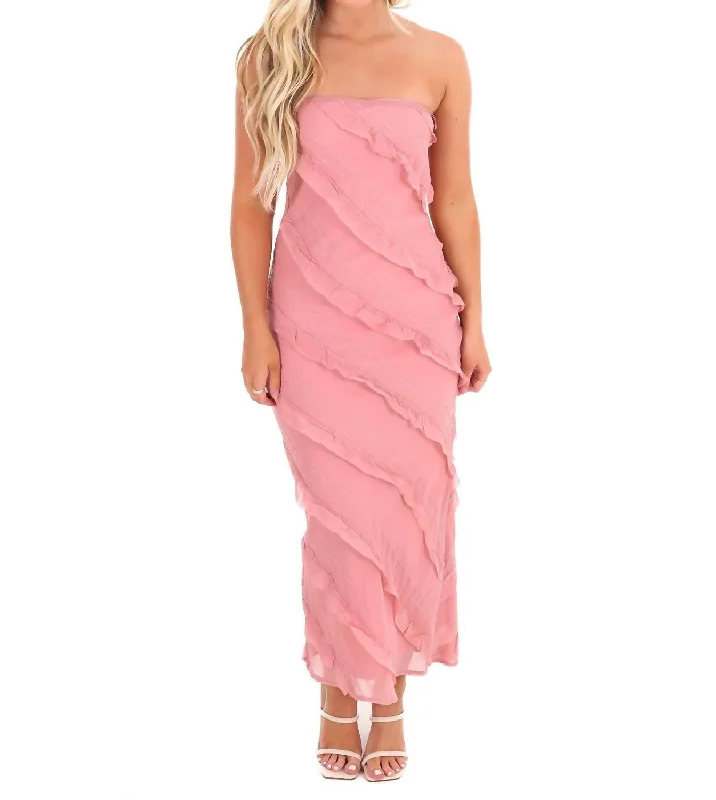 Avant-Garde Style Promotions Cherish Me Ruffle Maxi Dress In Pink Chic Urban Fashion Look