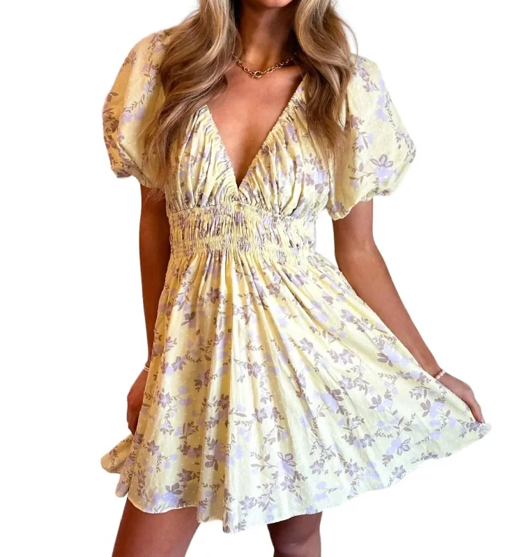 Top Brand Discounts Daylily Mini Dress In Yellow Huge Savings on Parisian Styles