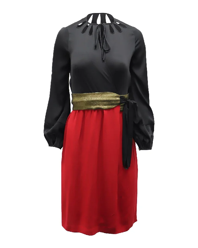 Sale Event, Prices Rock Diane von Furstenberg Color Block Midi Dress in Black and Red Silk Luxury Comfort