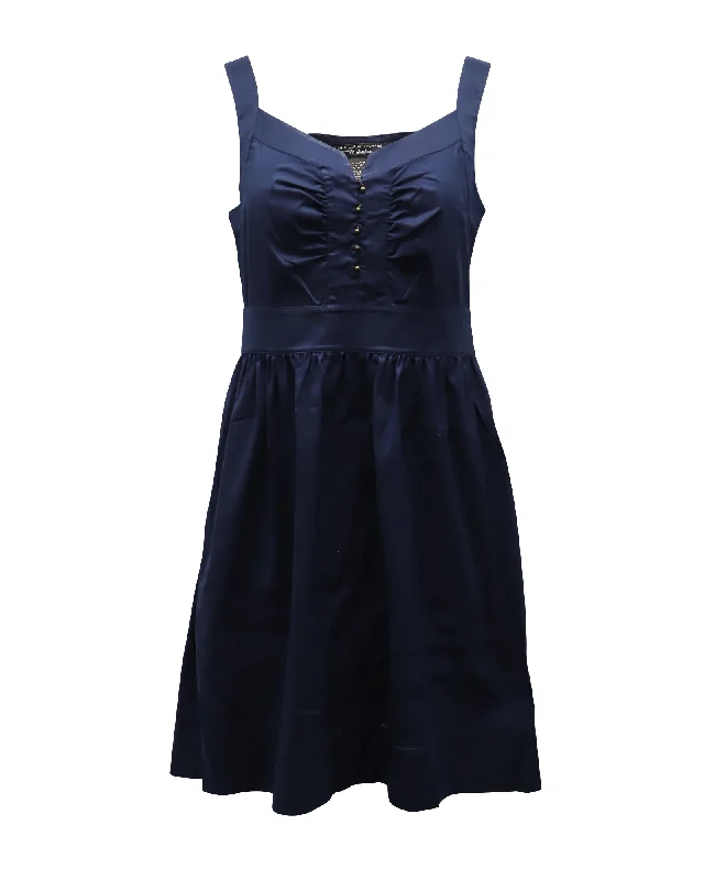 Classic Chic Deals Diane Von Furstenberg Sleeveless Mini Dress in Navy Blue Jersey Elegant Contour