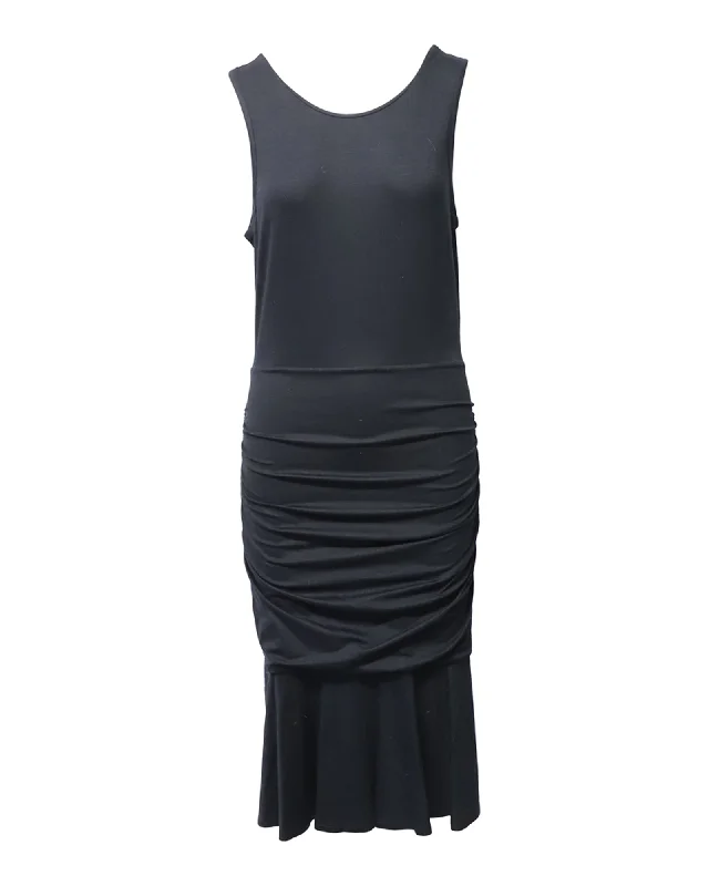 Casual Chic Deals Diane Von Furstenberg Sleeveless Ruched Midi Dress in Black Viscose Nordic Minimalist Home Look