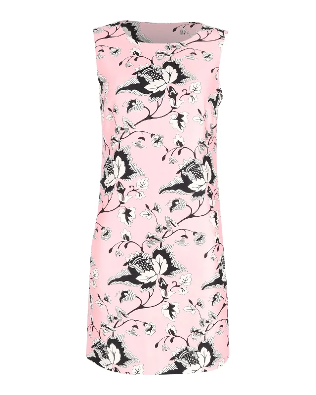 End-Of-Season Clearance Diane von Furstenberg Sofia Printed Sleeveless Mini Dress in Pink Silk Feminine Grace