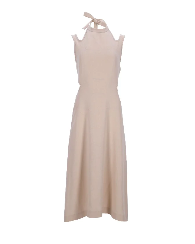 Absurdly Cheap Sale Dion Lee Cutout Halter Midi Dress in Ecru Polyester Feminine Elegance