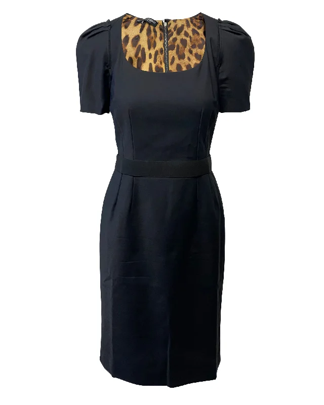 Ride The Style Wave Dolce & Gabbana Cady Midi Dress in Black Polyamide Vintage Retro Party Wear