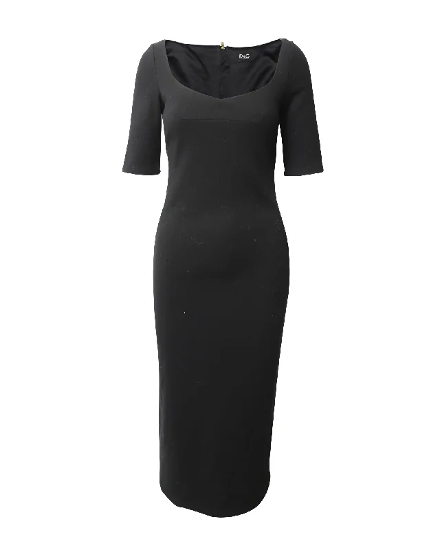 Chic Trend Collection Dolce & Gabbana Midi Dress in Black Acetate Now on Sale for Chic Urban Styles