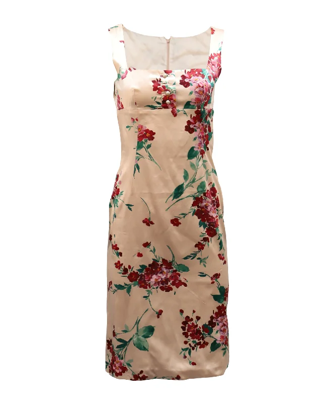 Snag Fabulous Fashion Bargains DressDolce & Gabbana Longuette Midi Dress in Floral Pint Silk Mid - Week Surprise