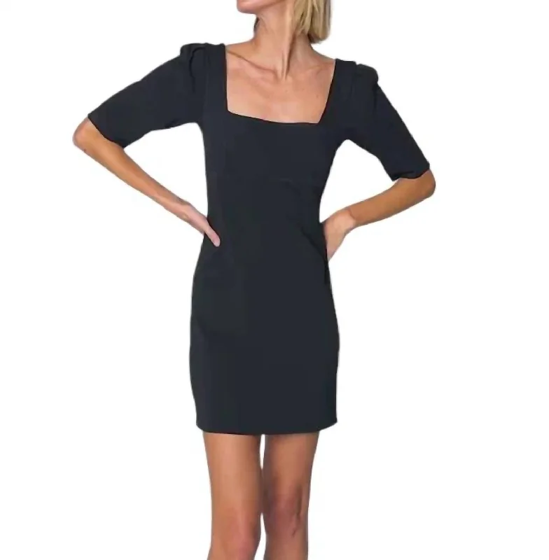 Unbeatable Deals Edith Square Neck Mini Dress In Jet Black Playful Elegance