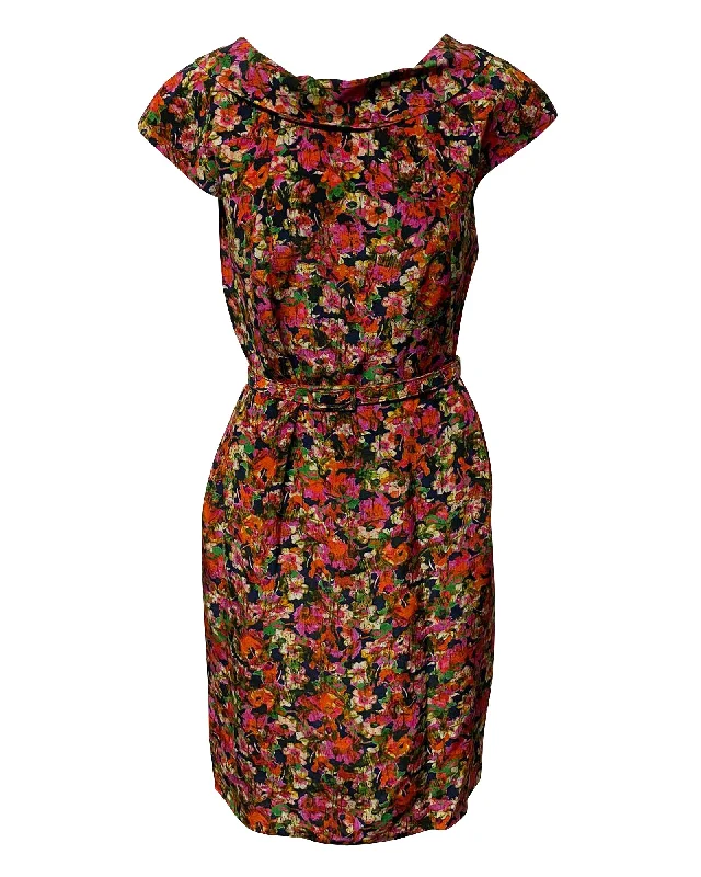 Dive Into Trendy Styles Erdem Belted Dress in Floral Print SIlk Spring Fling Sale