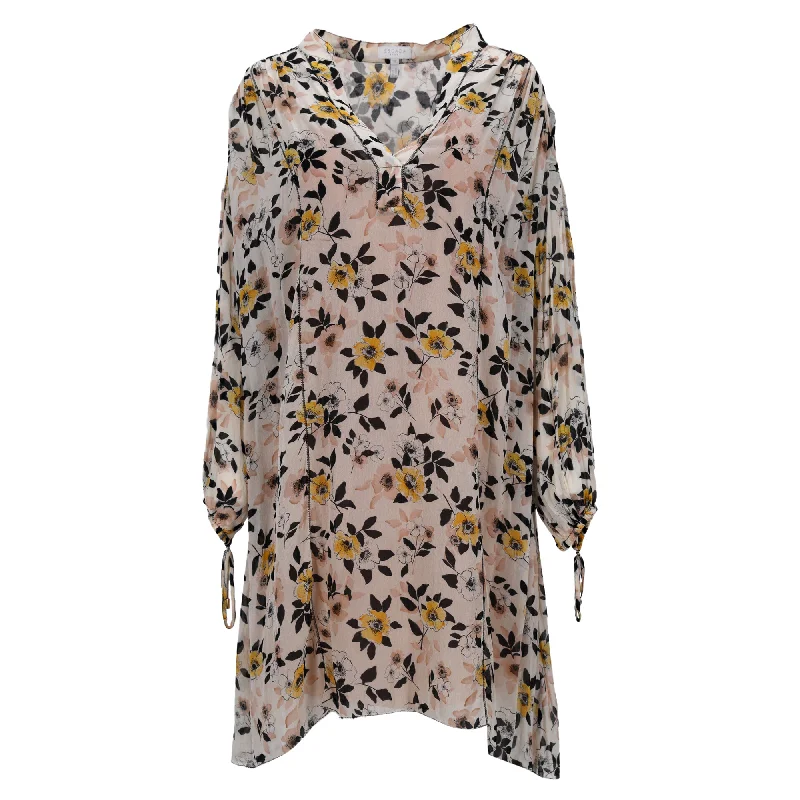 Easy Elegance Sales Escada Long Sleeve Dress in Floral Print Silk Contemporary Elegance