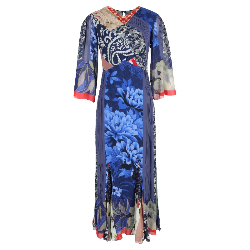 Luxe Style Discounts Etro Patchwork Maxi Dress in Multicolor Silk Huge Savings on Parisian Styles