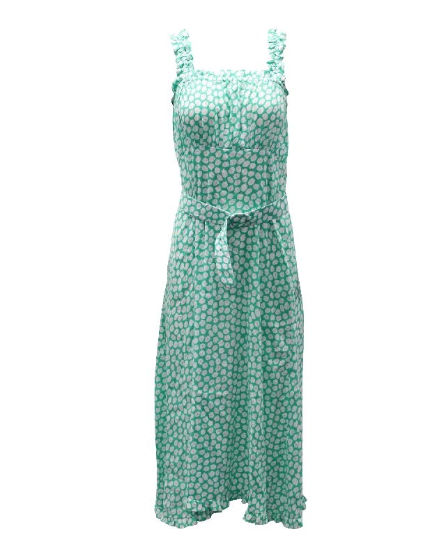 Sale Event, Prices Rock Faithfull The Brand Saint Tropez Floral Print Dress with Belt in Green Rayon Final Clearance