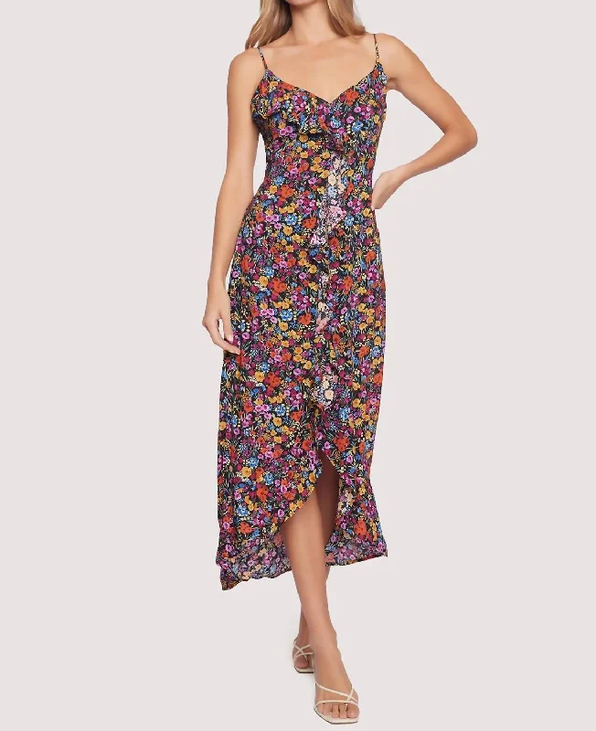 Cool Prices Flora Garden Maxi Dress In Black,lavender Discounts on Casual Weekend Styles