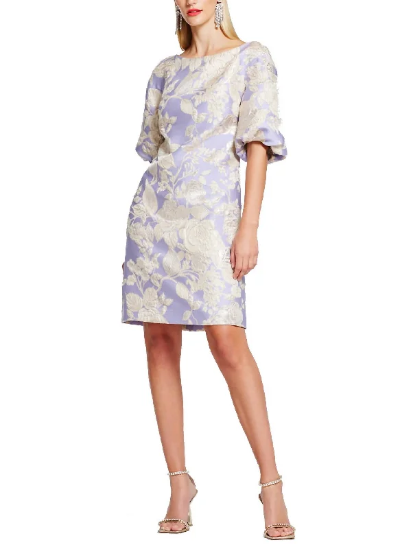 Effortless Style, Endless Impact Floral Metallic Cloque Dress In Lilac Everyday Glamour