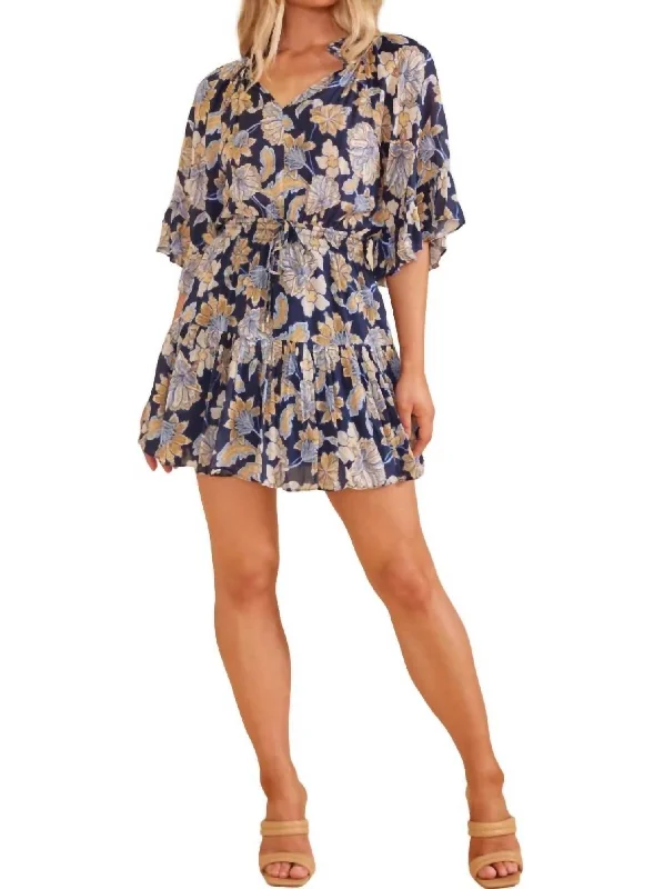 Cozy Chic Promotions Floral Mini Dress In Blue Floral Romantic Detailing