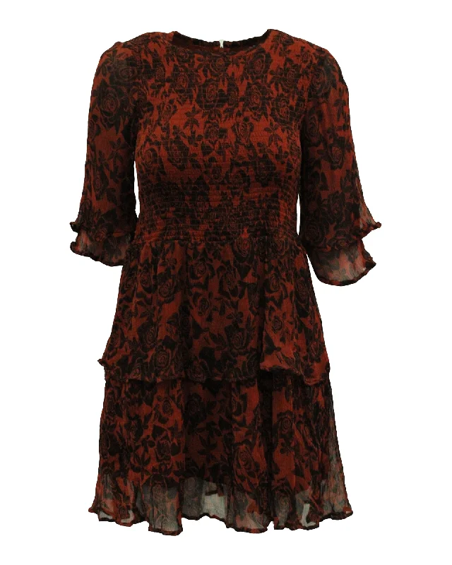 Stupidly Low Prices Ganni Beaumont Mini Dress in Floral Print Viscose Limited - Stock