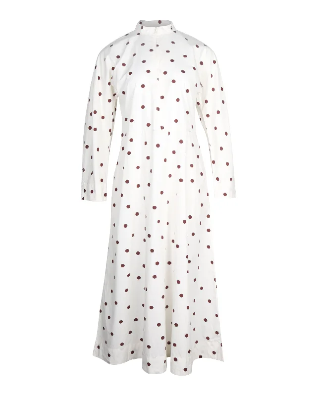 Flash Sale Now Ganni Polka Dot Midi Dress in White Cotton Father's Day Deals