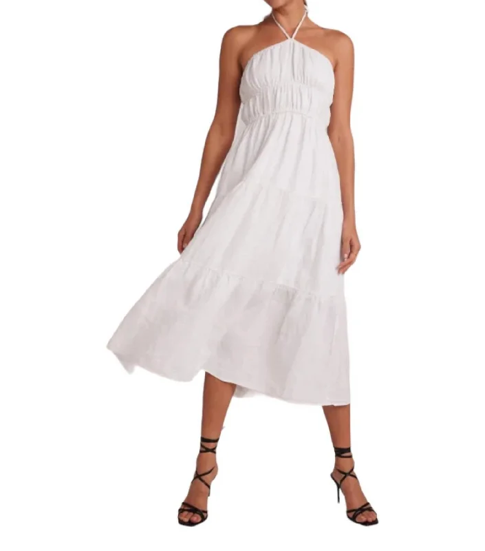 Vintage-Modern Style Offers Gathered Halter Maxi Dress In White Limited - Time Bundle