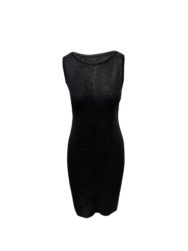 Winter Warehouse Sale Gucci Sleeveless Knit Midi Dress in Black Silk Bold Patterns