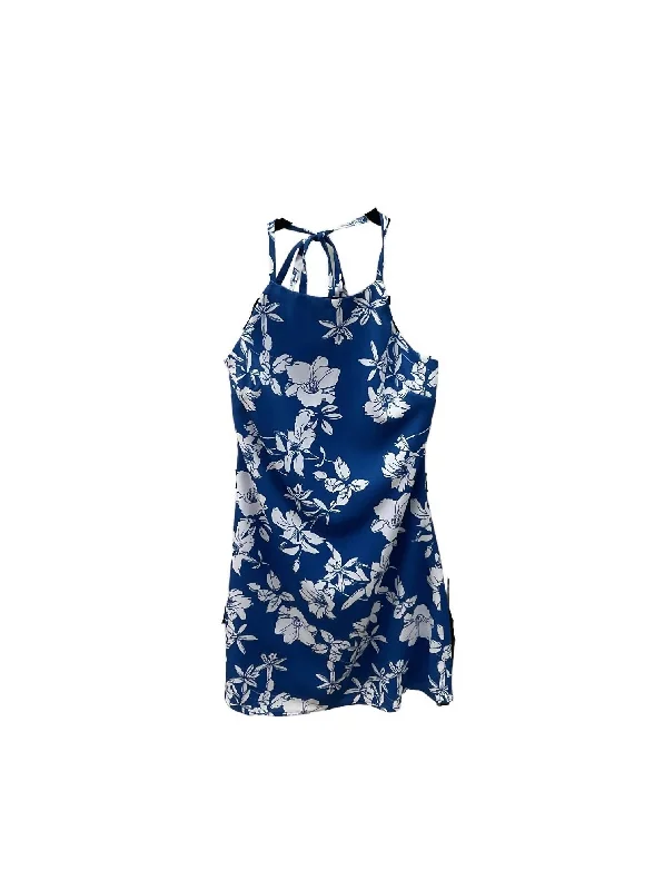 Chic Trend Collection Halter Tie Floral Mini Dress In Royal Minimalist Chic