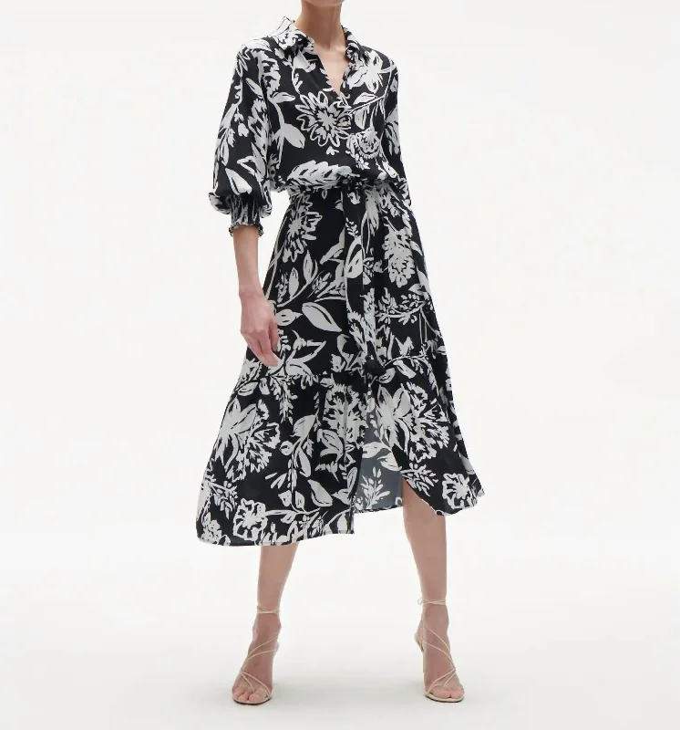 Street Style Discounts Indiana Dress In Porcelain Floral Black Mother's Day Special