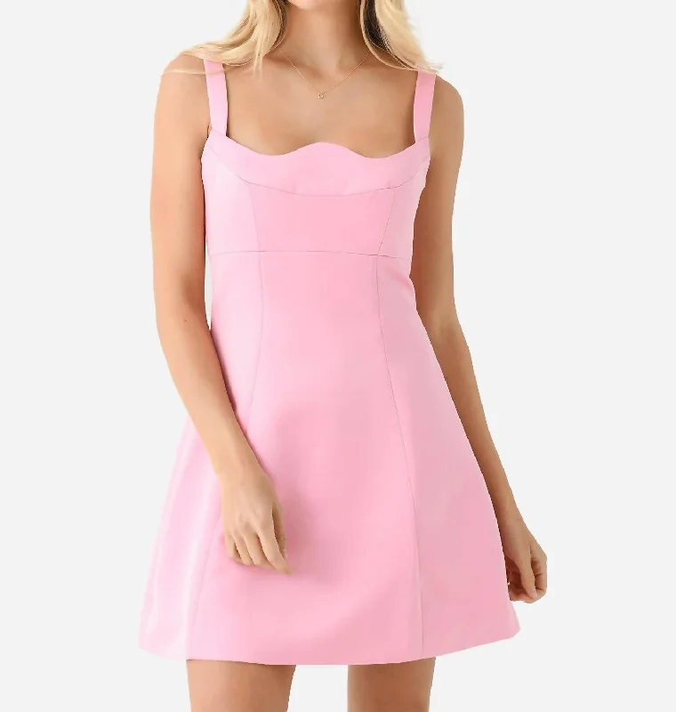 Chic Styles Jacinta Mini Dress In Bubblegum Coastal Beach - Inspired Style