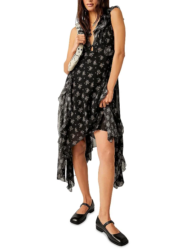 Feminine Style Promotions Joaquin Womens Chiffon Ruffled Midi Dress Anniversary Sale