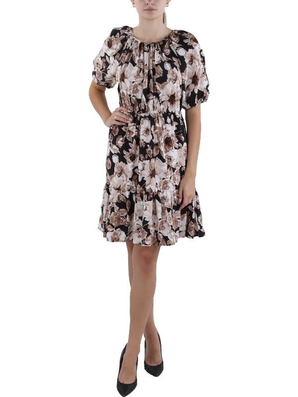 Best Sellers Khloe Womens Floral Knee Length Shift Dress Elegant Contour