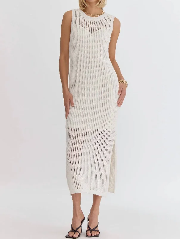 Fashionable Comfort Promotions Knit Midi Dress In Cream Vintage Elegance