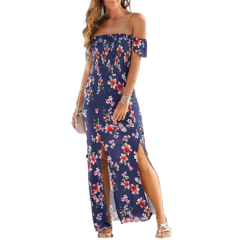 Elegant Style LASCANA Women's Floral Off Shoulder Maxi Dress Fashion-Forward Style