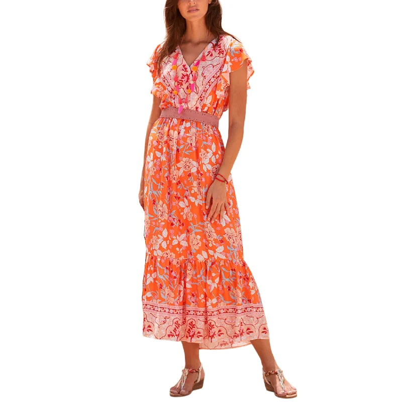 Weekend Exclusive LASCANA Women's Floral V-Neck Maxi Dress Subtle Sophistication