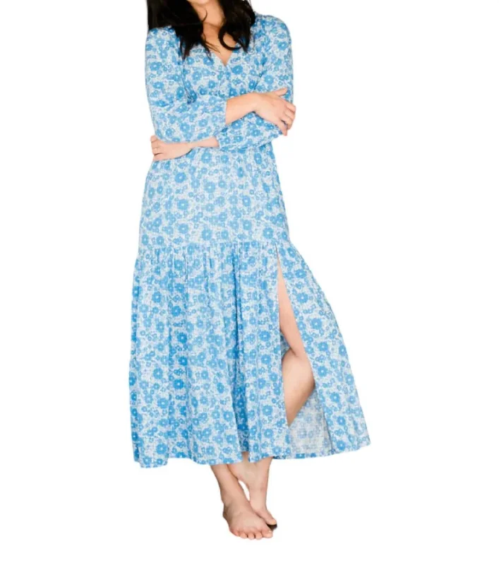 Budget-Friendly Fashion Leia Dress In Blue Blooming Floral Feminine Flow