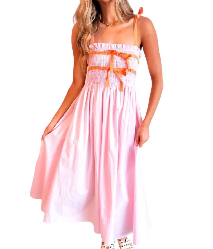 Exclusive Deals Online Lilah Midi Dress In Pink Chic Urban Fashion Look