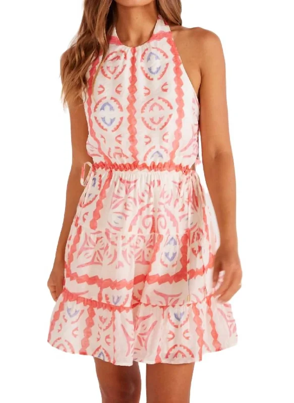 Trendy Women'S Wear Collection Lolani Halter Mini Dress In Tile Print Father's Day Deals