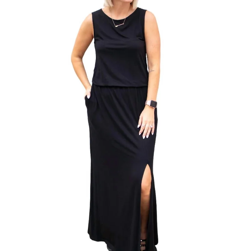 Evening Elegance Loose Fit Maxi Dress In Black Beat the Heat in Tropical Styles