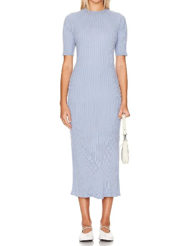 Best Deals Of The Season Maeve Rib Knit Midi Dress In Ashley Blue Discounts on Casual Weekend Styles